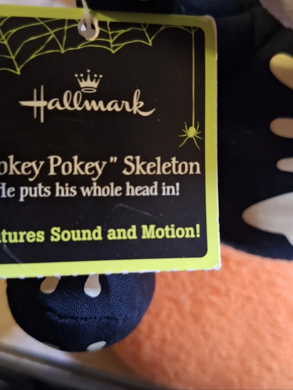 Hallmark Halloween 'Hokey Pokey' Skeleton Sound/Motion Plush Decor 2011 Pumpkin